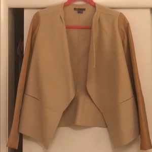Vince wool jacket with leather sleeves.